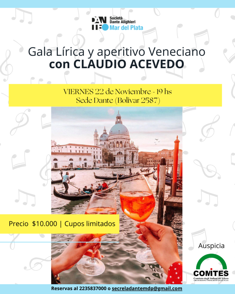 Gala lírica y aperitivo veneciano con Claudio Acevedo